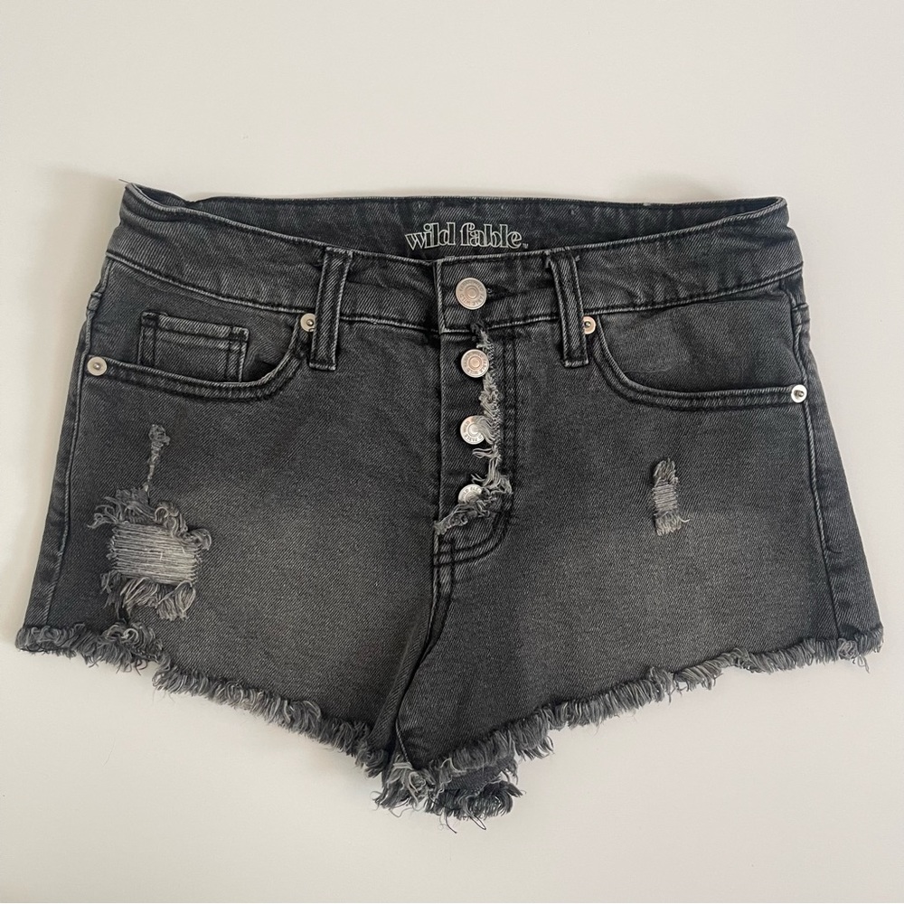 Distressed High Rise Shorty Shorts